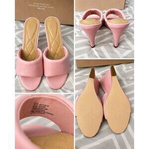 Just Fab Pink Quilted Slip-On Mule Heels Open Toe US 7.5